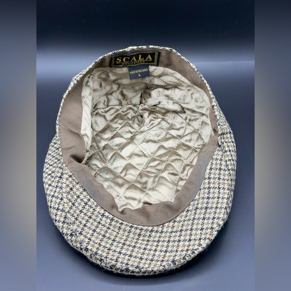 Scala Men’s Ivy Wool Blend Houndstooth Flat Cap – Peaky Blinders Style – Size L - Picture 5 of 6